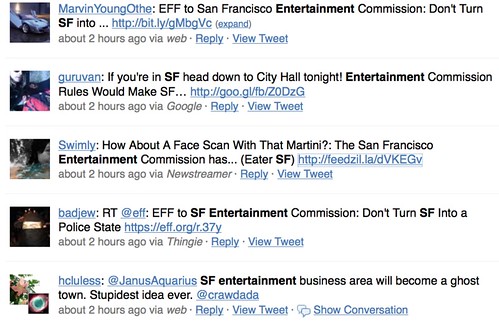 SF entertainment discussions on twitter