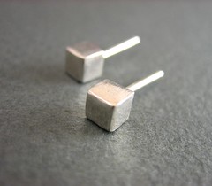 Silver Cubes Earring Studs