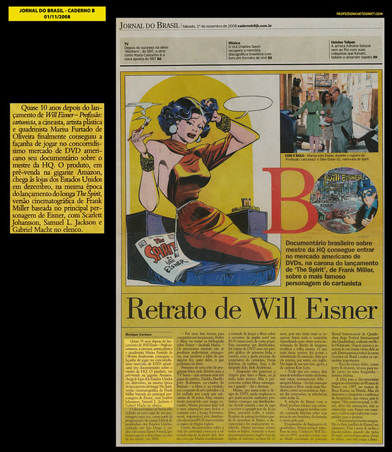 "Retrato de Will Eisner" - Jornal do Brasil - 01/11/2008