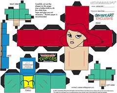 "Teenage Mutant Ninja Turtles Adventures" -  April O'Neil papercraft model figure  [[  CUBEECRAFT  model by Joshua Wolf  ]]
