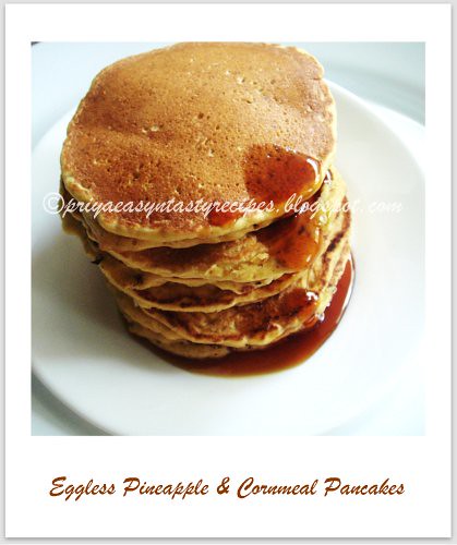 Eggless Pineapple & Cornmeal Pancakes