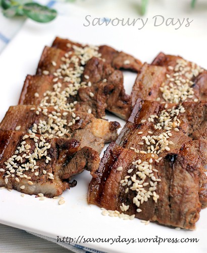 Grilled pork belly with black bean sauce