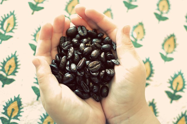 handful of coffee beans