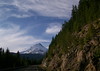 Mount Hood pops out around a curve on
the Barlow Road