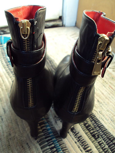 Zip Up Back Leather Booties (back detail)