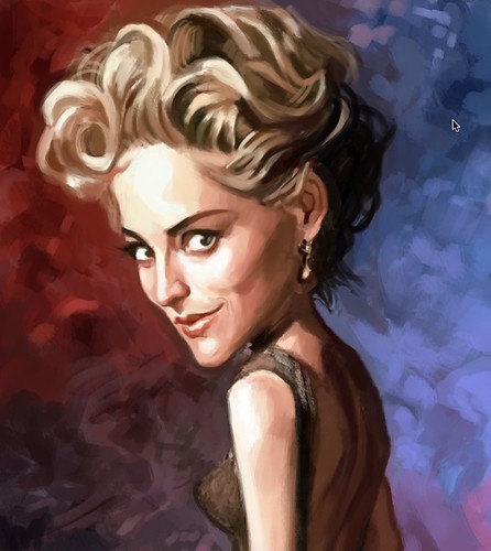 digital caricature of Sharon Stone - 3a