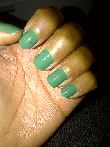 Green nails today. Liking Don't Mess with OPI