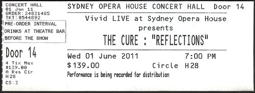 cure ticket - reflections, 2011.06.01