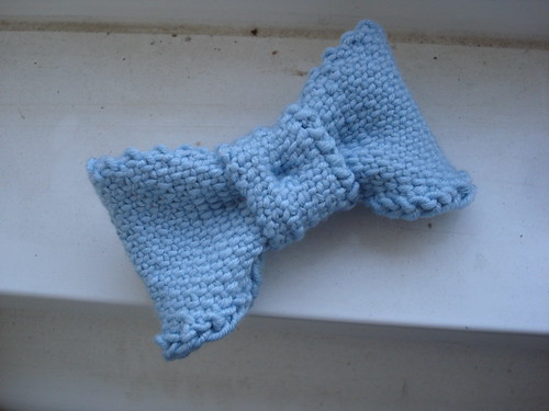 Knitted scrunchie elastic hairband blue ribbon girly dress up