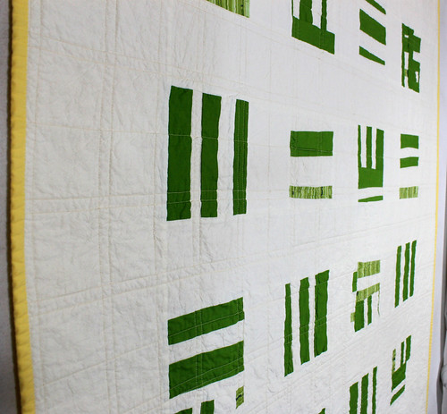 Basketweave quilt in green and yellow