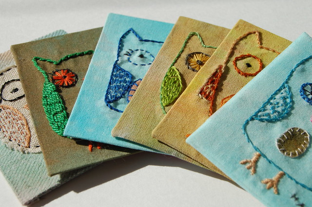 Embroidered Owl ATCs