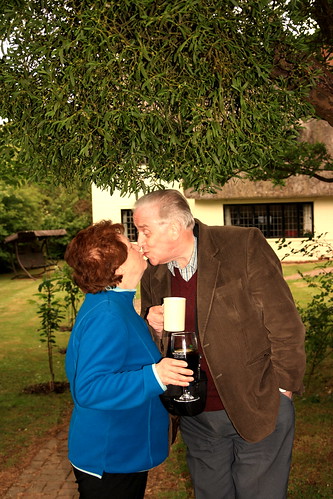 Uncle Will and Aunty Ros under the mistletoe