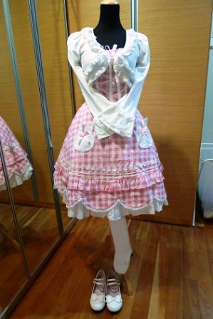 Bodyline Pink Gingham Sweet Lolita Outfit by shira.C
