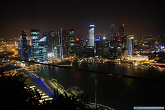 View of Singapore harbor from the top of the Marina Bay Sands