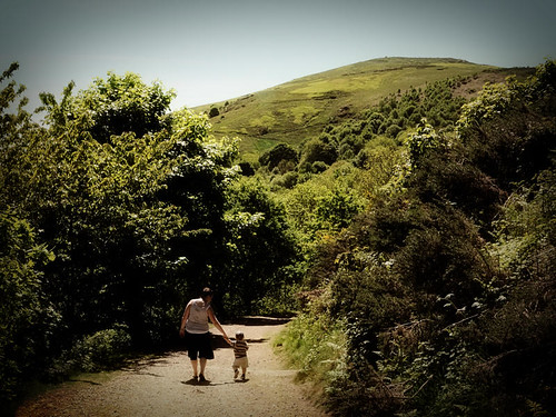 Mum and child walking in the Malvern Hills