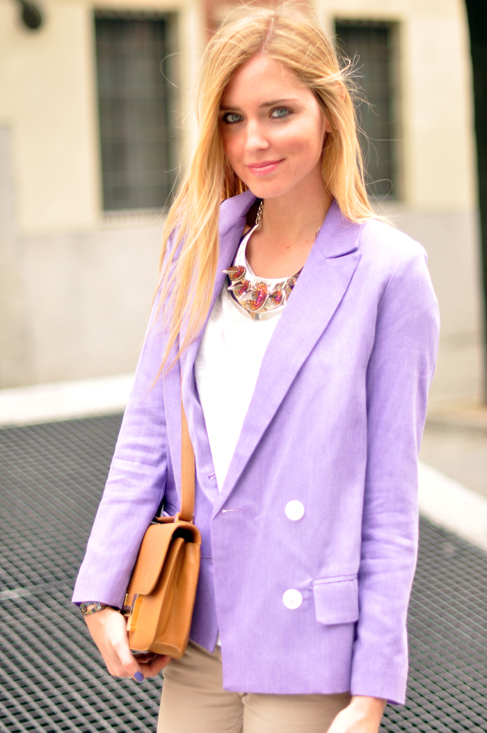 purple blazer outfit