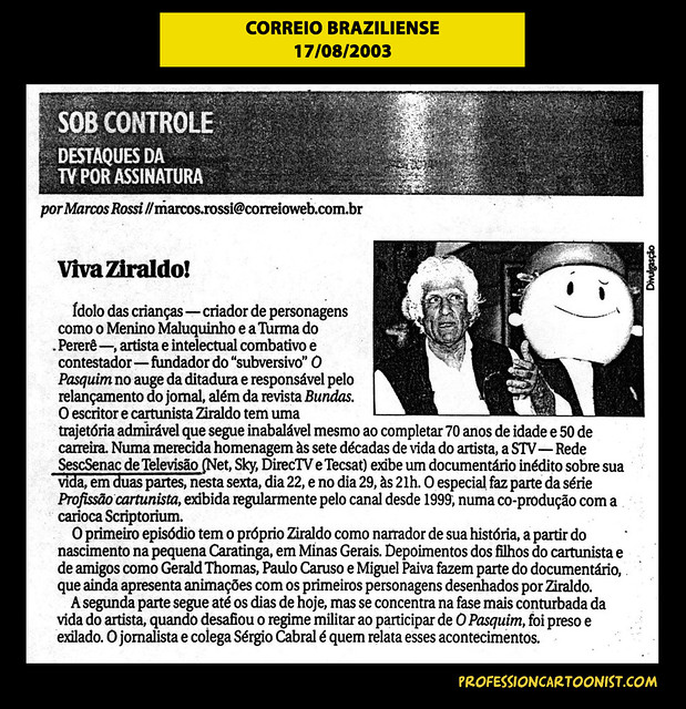 "Viva Ziraldo!" - Correio Braziliense - 17/08/2003