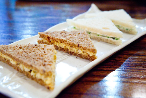 Dill & Cucumber and Chicken with golden raisins & curried mayo tea sandwiches