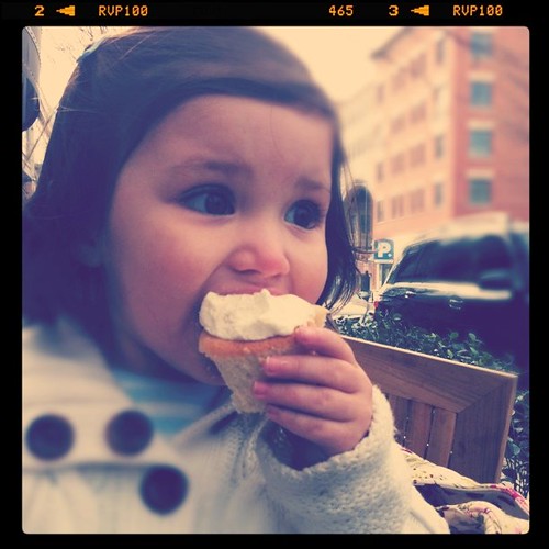 Izzy eating her cupcake