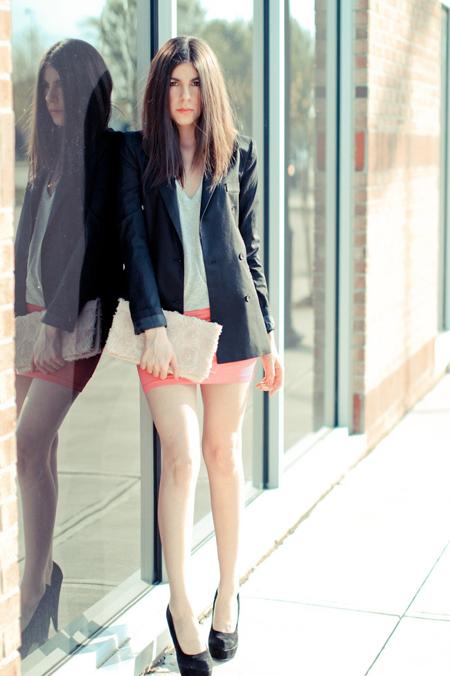 Fashion, Alexander Wang Tank, Asos Ashley Olsen Skirt, Hot pink, Suede Heels, Black Blazer