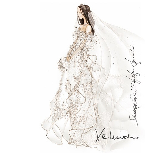 Wedding Dress Sketches - by Valentino for Kate Middleton
