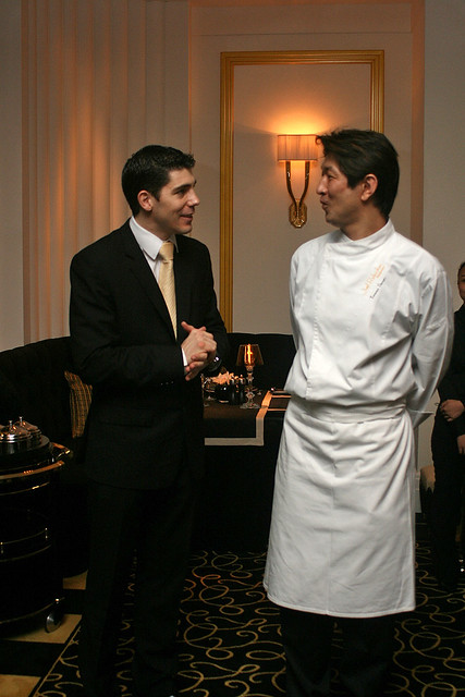 Guillaume Anglade, Restaurant Manager for Joël Robuchon Restaurant, with Executive Chef Tomonori Danzaki