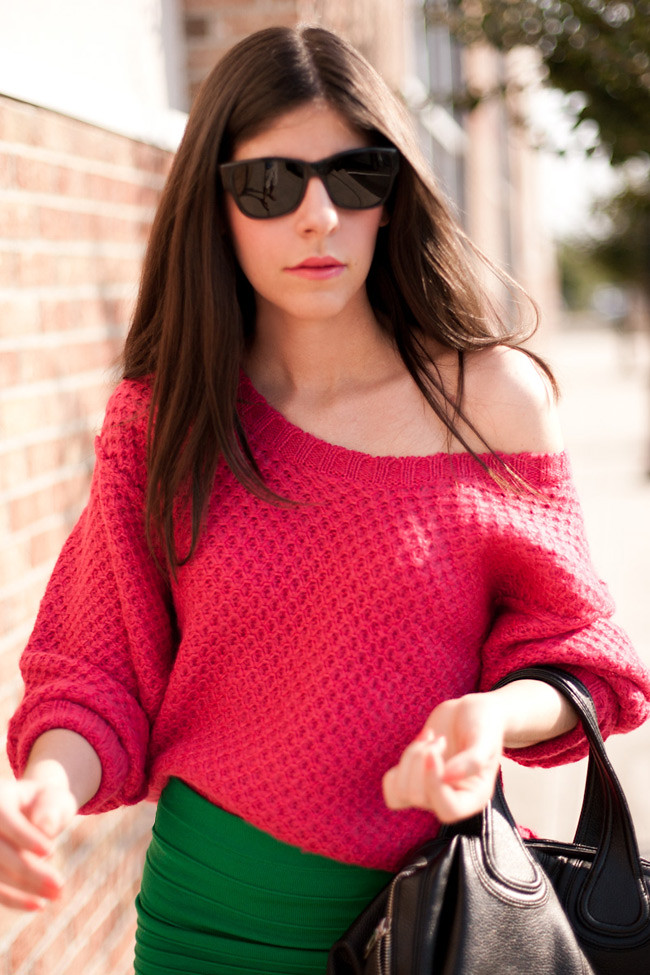 Color Block Fashion, Hot Pink Sweater, Givenchy, Asos Pumpkin Pumps