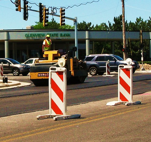 Road construction on Greenwood Road.  Glenview Illinois USA. June 2011. by Eddie from Chicago