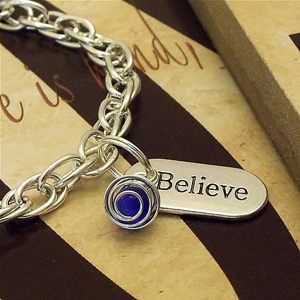 Faith - Hope - Believe - Anorexia, Bulimia, Gastric Cancer Awareness Charm Bracelet