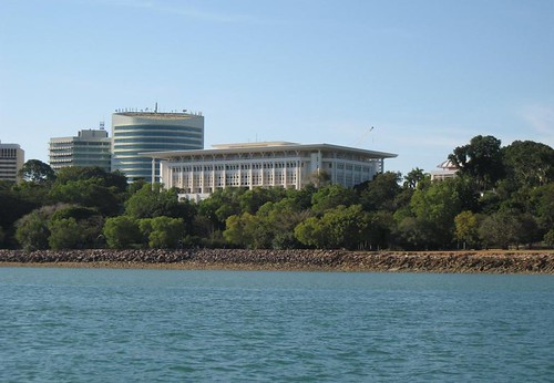 View of NT Parliament House from Darwin Harbour
