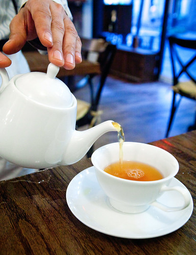 Pouring the Golden Tips tea