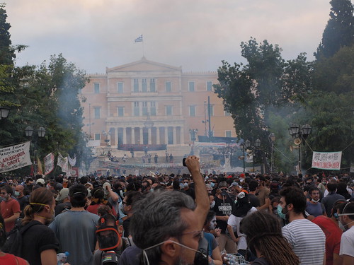 Greek parliament swathed in tear gas. Athens by Teacher Dude's BBQ