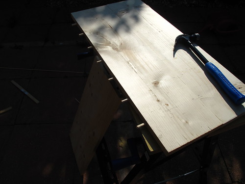 One half of table top with dowels in place