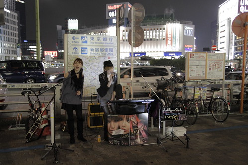 Mai and Mami of Red Pepper Girls performing at Shinjuku 3