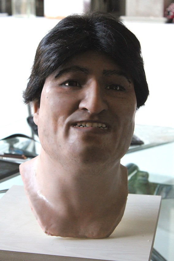 hiperrealism head of Evo Morales in Silicone