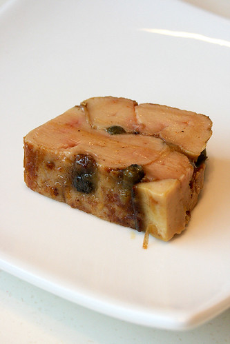 Delicious morsel of foie gras terrine with green peppercorn
