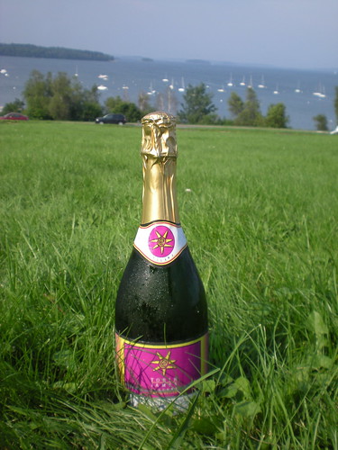 Our bottle of bubbly on the coast of Maine