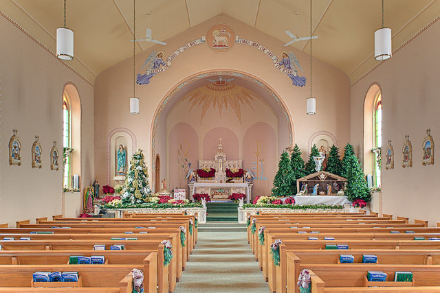 Saint Maurus Church, in Biehle, Missouri, USA - nave