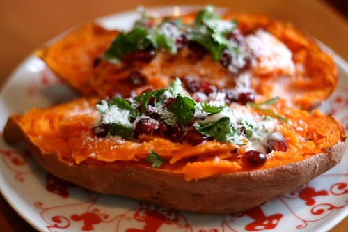 Sweet Potato with Pomegranate, Coconut and Lime
