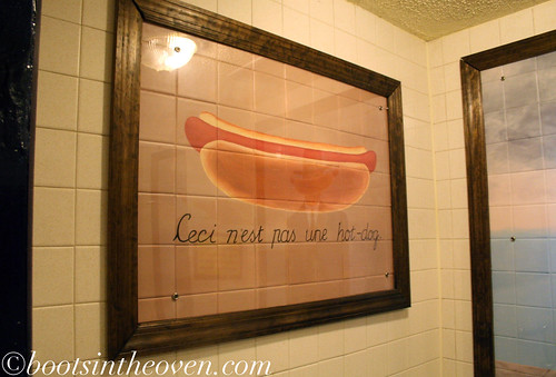 Magritte-inspired hot dog art