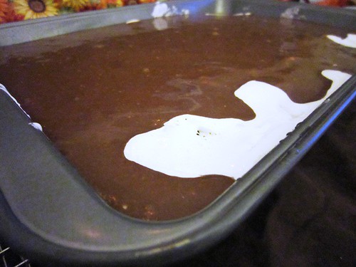Chocolate icing tops marshmellow cream