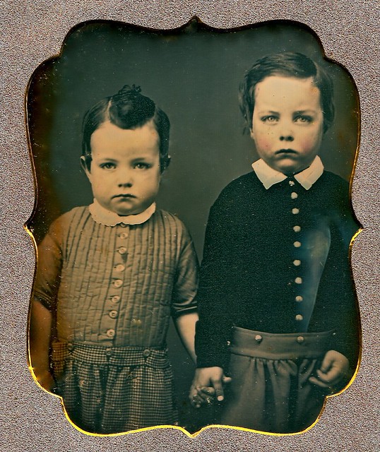Serious Little Brothers, 1/6th-Plate Daguerreotype, Circa 1850