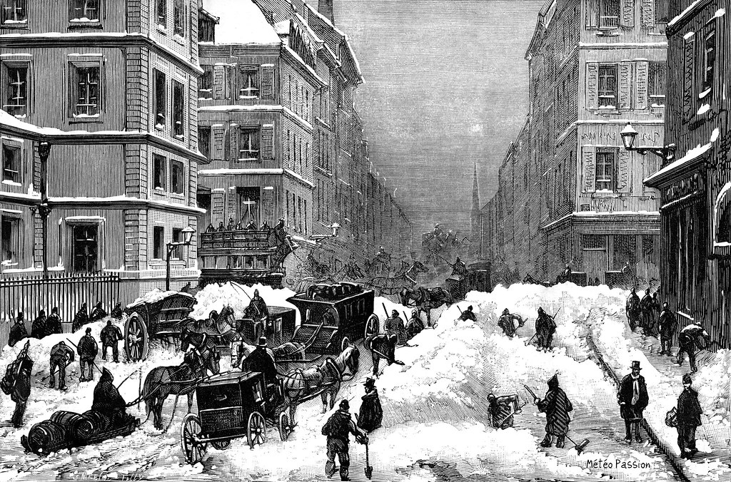 rue de Paris ensevelie sous la neige le 14 décembre 1879