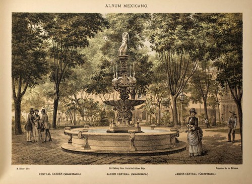 009-Jardin central -Queretaro- Album Mexicano  Coleccion de Paisajes Monumentos Costumbres..1875-1855
