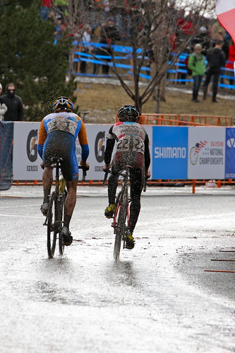 Each lap they'd slowly ride together through the finish area, then race.