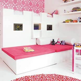 Pink and white bedroom