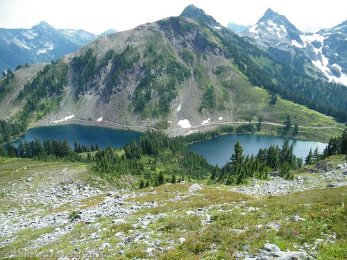 The Twin Lakes, as seen from Winchester Fire Lookout, Mt. Baker-Snoqualmie National Forest, Washington