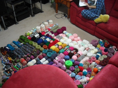 huge big large pile of yarn stash at Tyler Handmade