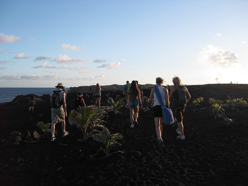 hiking to the lava flow