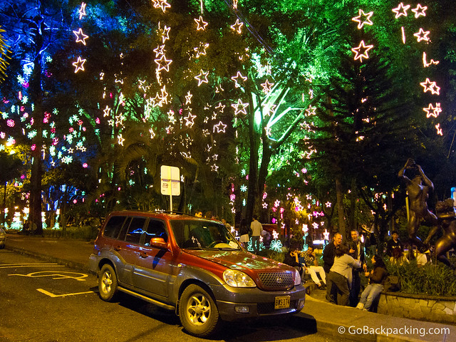 Christmas lights in Parque Lleras